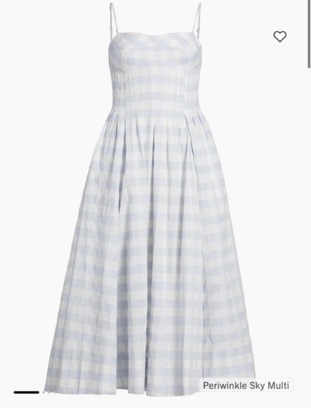 Caroline Constas 🔥 Blue White Shadow Check Cotton Pleated Maxi SunDress size XS - Picture 3 of 5